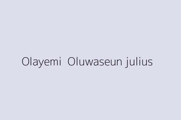 Olayemi  Oluwaseun julius 